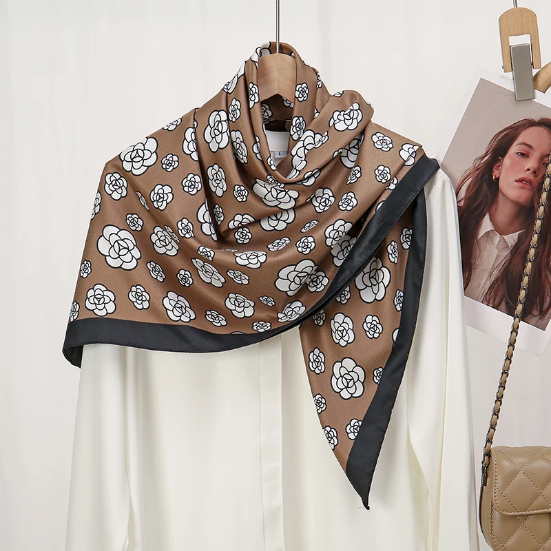 90*90 см квадратный шарф из искусственного шелка с принтом платок шаль