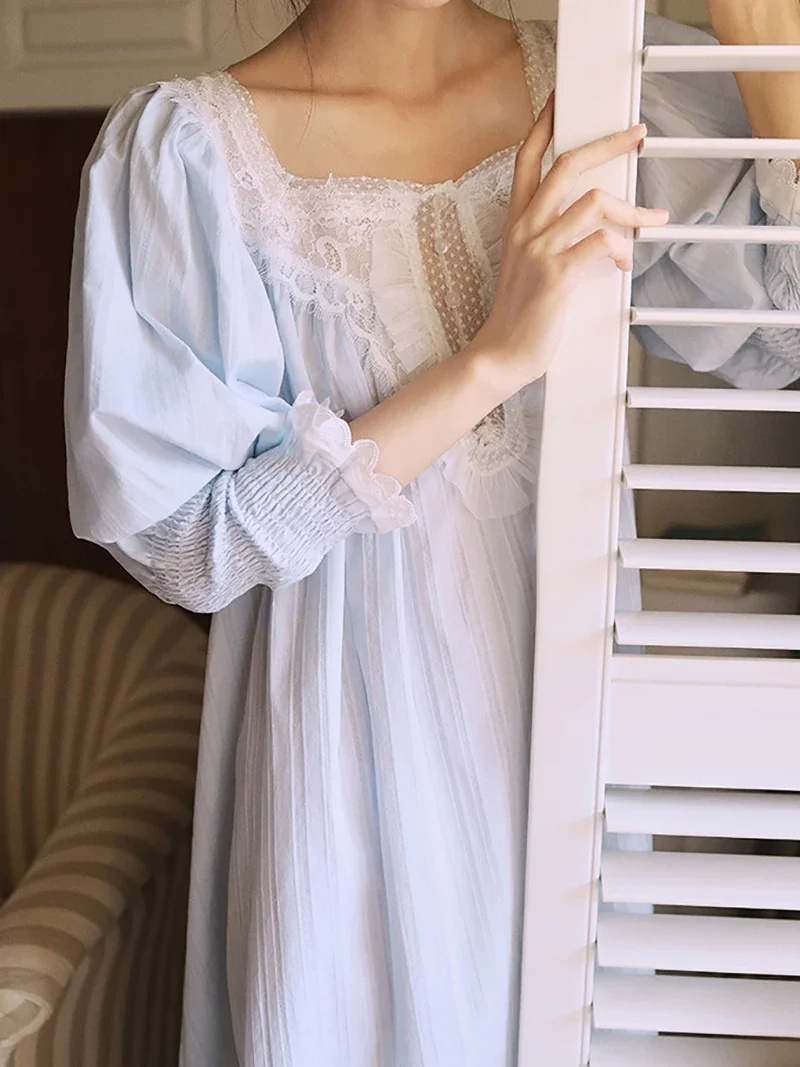 Женская пижама из чистого хлопка во французском стиле ночная рубашка винтажные