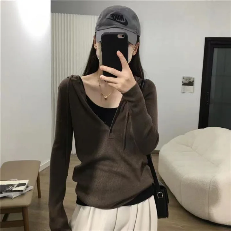 2024 ранняя осень новая женская изогнутая толстовка с капюшоном в корейском стиле