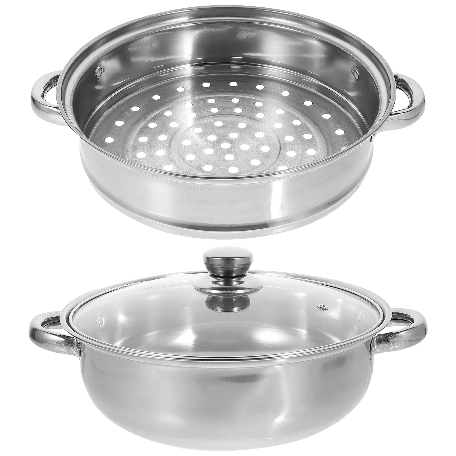 

Stainless Steel Steamer Reusable Home Pot Cooking Practical Lidded Multi-functional Basket Food Asian Vegetables Cookware