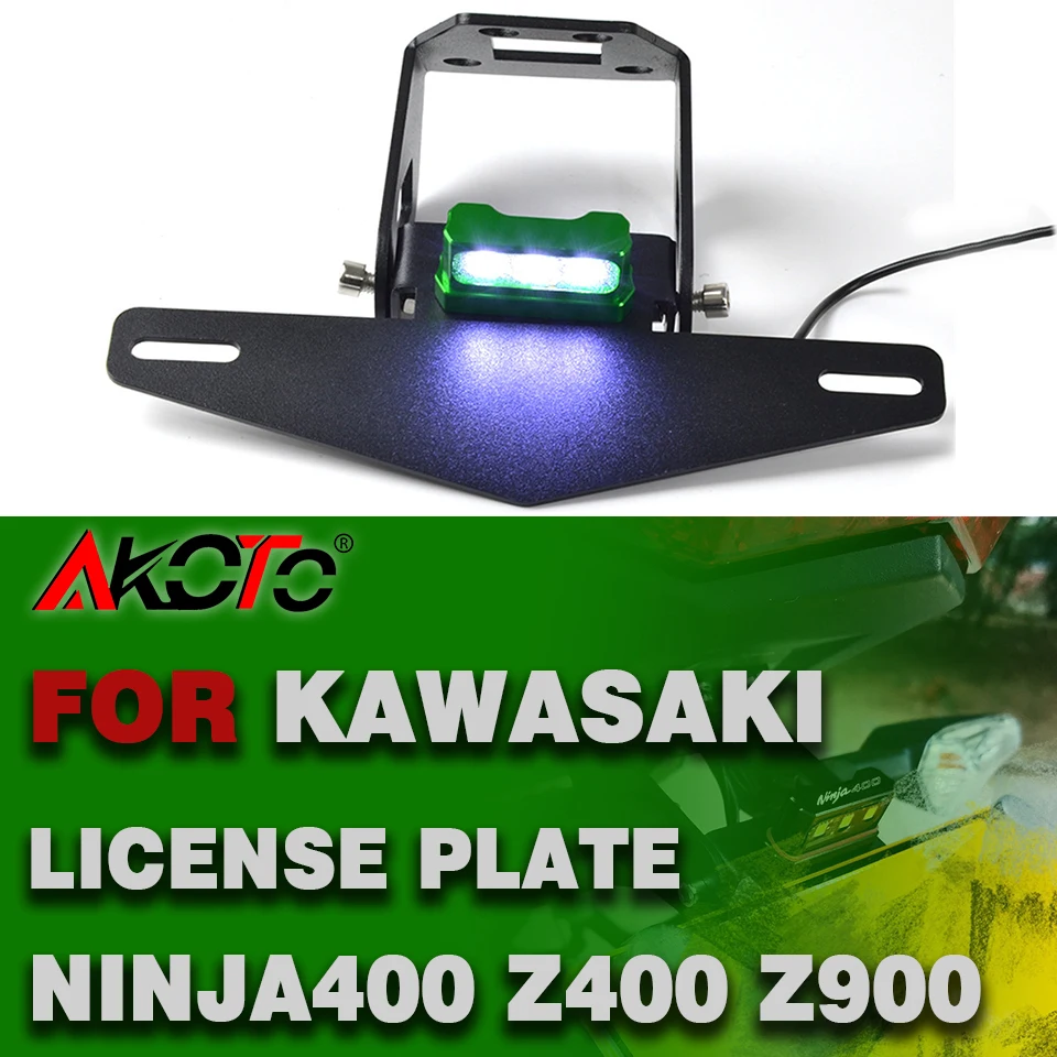 

License Plate Holder Frame With LED Light FOR KAWASAKI NINJA 400 650 Z400 Z650 Z900 RS Z900RS Ninja400 Ninja650 ER6N ER6F ER-6N