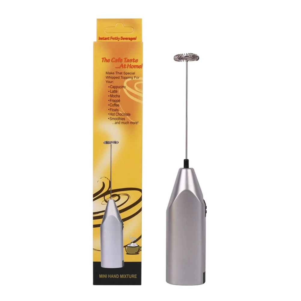 

Stainless Steel Electric Coffee Creamer Milk Frother Foamer Egg Beater Whisk Frothy Blend Whisker Kitchen Drink Battery Operated
