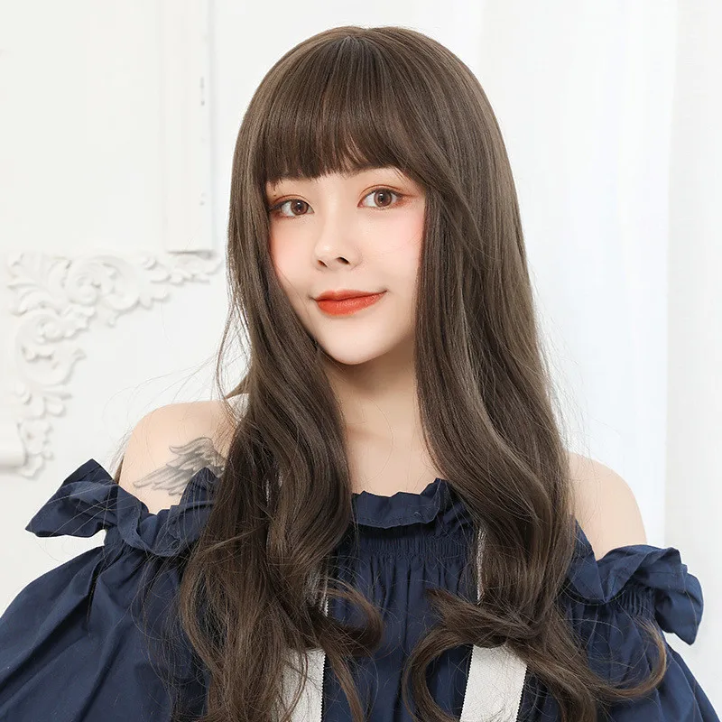 

Lolita Wigs With Bangs For Women Long Deep Wave Omber Brown Black Layer Hair Heat Resistant Cosplay Synthetic Wig
