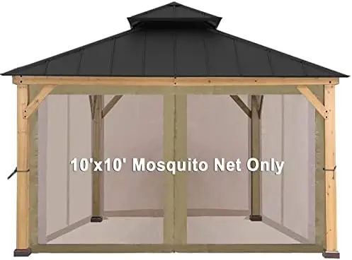 Mosquito Netting Screen Sidewalls Height 7ft For 8x8 Or 10x10 Or 10x12 Gazebo Canopy,beige
