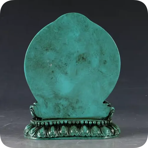 Китайский антиквариат бирюзовая резная статуя Будды Шаки Муни ручной работы