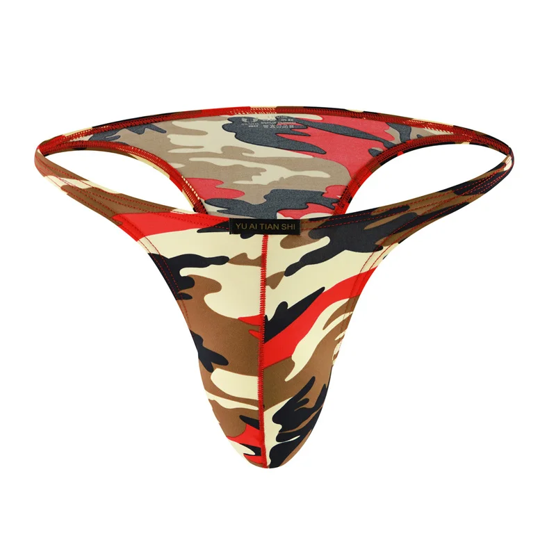 4PCS Sexy Underwear Briefs Ice Silky Camouflage Men Briefs Underpants Nylon Boy Bikini Printed Panties Male Briefs Jockstrap