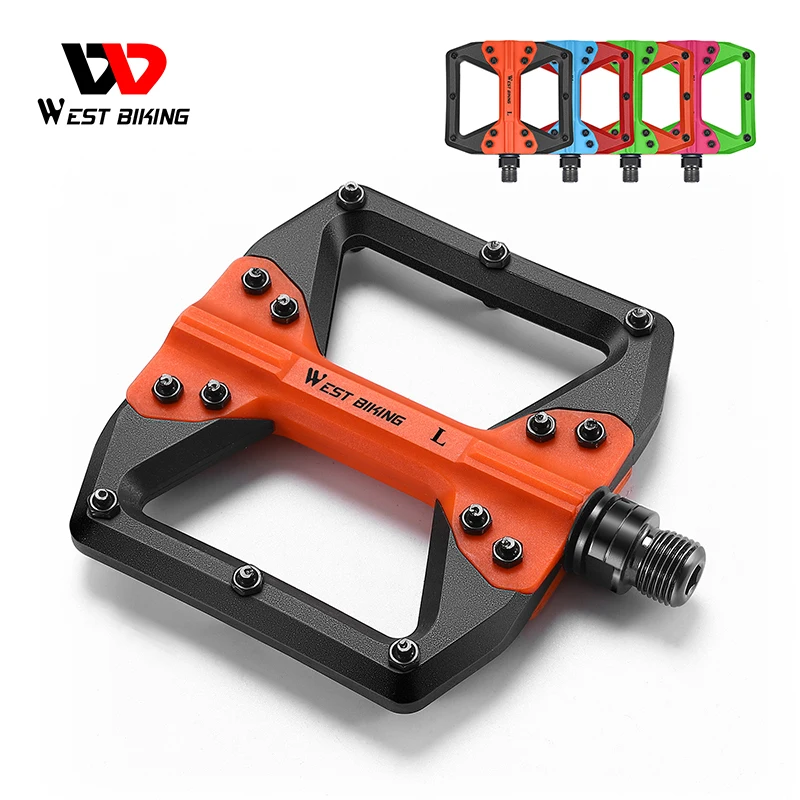 

WEST BIKING MTB Ultralight Nylon Wide Pedals Contrasting Colorful Bicycle Flat Pedals Non-Slip Bearing Pedals Cycling Accessorie