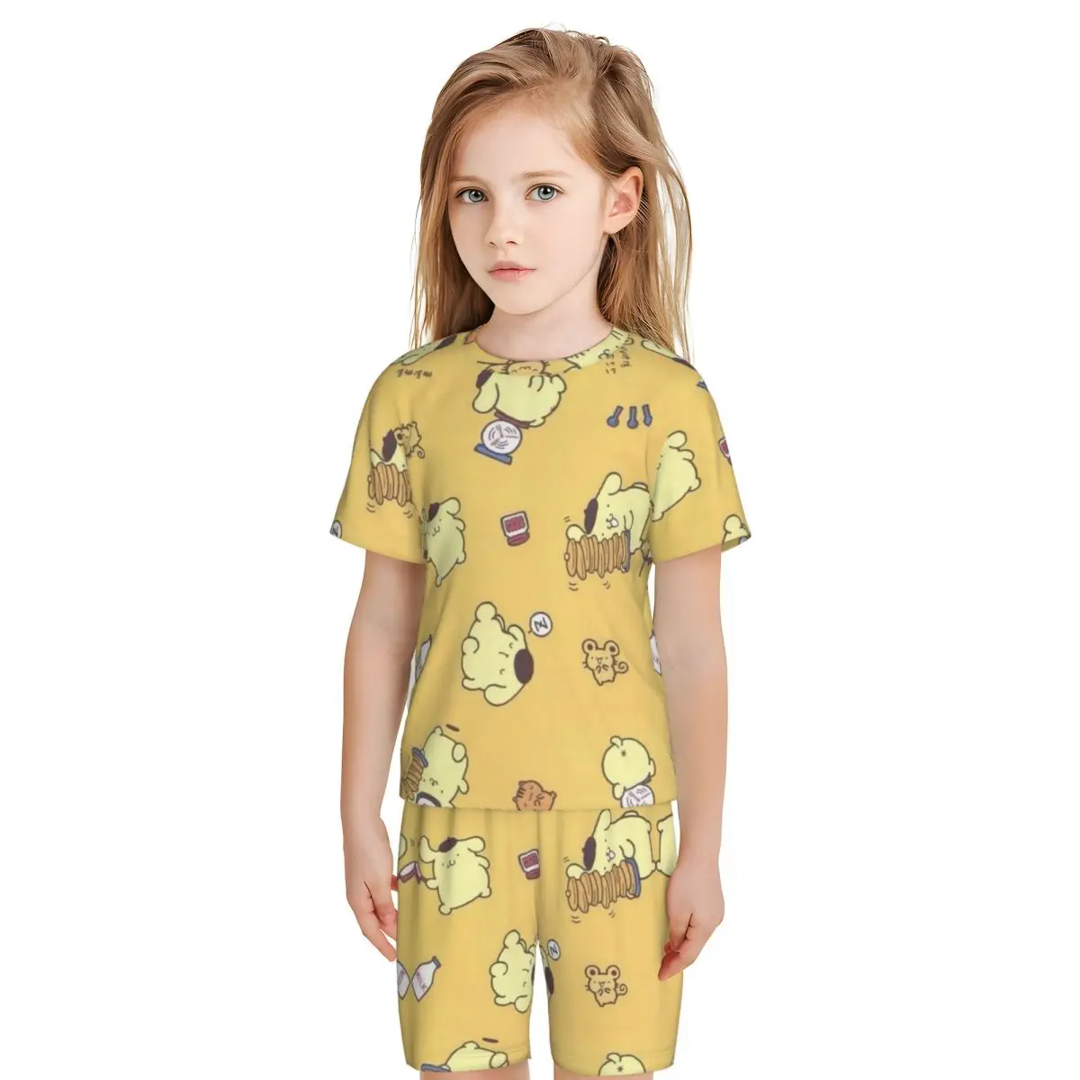 Kawaii Pompompurin Детский пижамный комплект из 2 предметов для детей повседневный костюм