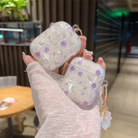 shell pattern purple tulip flower case for apple airpods 1 2 3 pro cases cover iphone bluetooth earbuds earphone airpod case