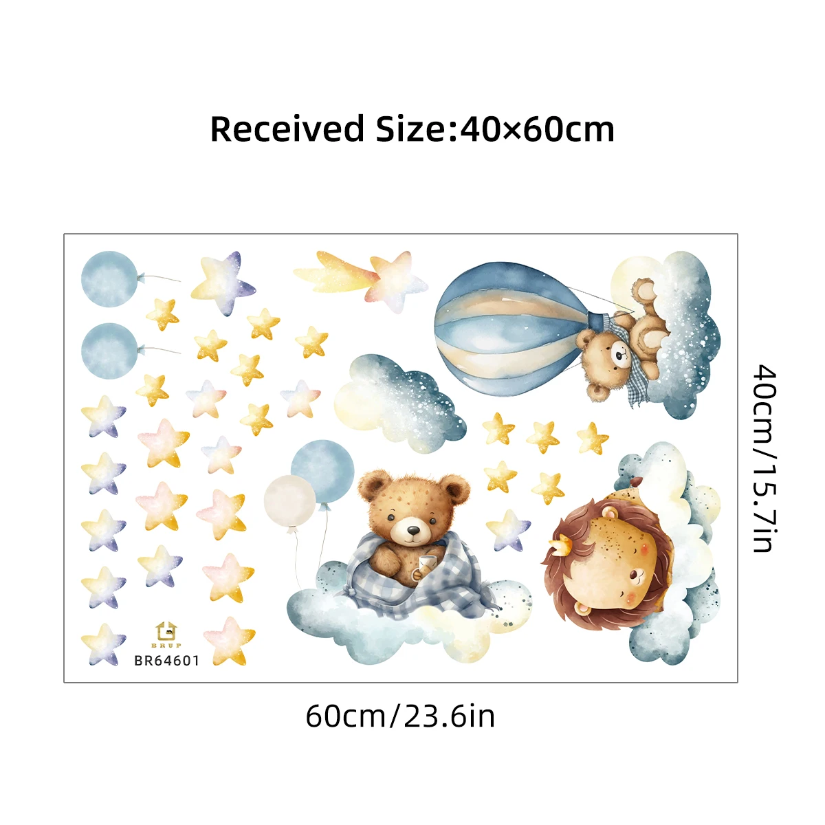 Наклейка с изображением медведя и льва воздушного шара для детских комнат