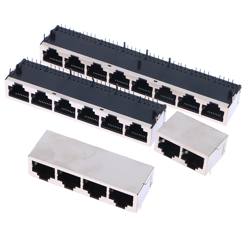 

1x2/4/6/8 Ports 59 8 Ports Series Stack-up Female RJ45 Ethernet Network LAN PCB Socket Connector Jack