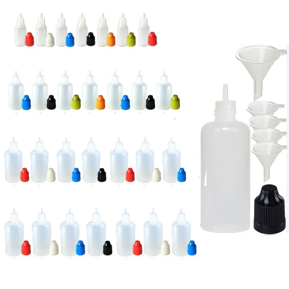 

50PCS X 5ML-120ML Plastic Squeezable Dropper Bottles LDPE Empty E Liquid Juice Oil Eye Jars Containers with Caps Dropper Tips