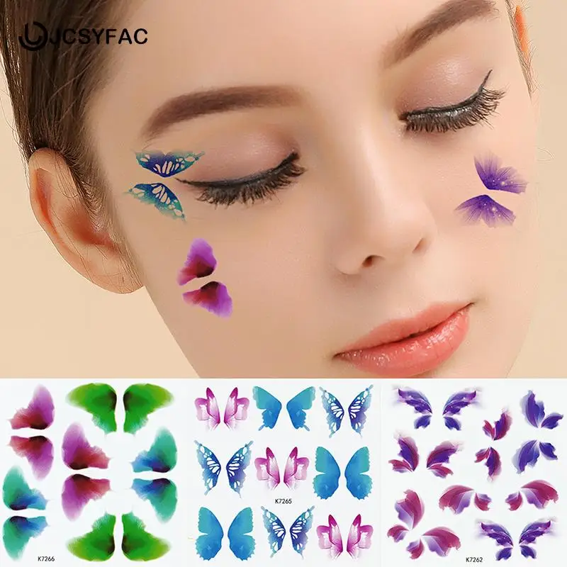 

1sheet Waterproof Temporary Eyes Face Hand Chest Body Art Fake Tattoos Fashion Shiny Butterfly Tattoo Sticker