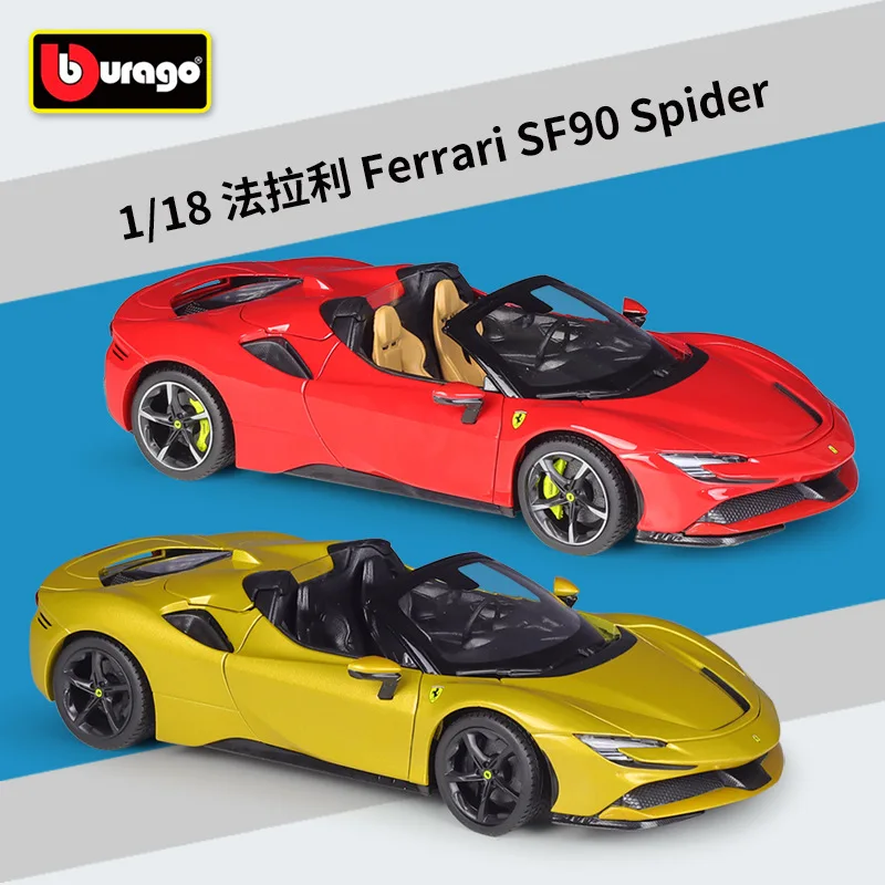 

Модель спортивного автомобиля Bburago Ferrari SF90, литой металлический гоночный автомобиль, подарок для детей, модель B792, 1:18