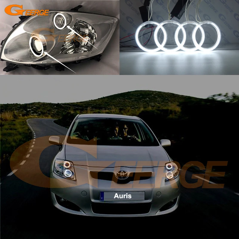 For Toyota Auris 2006 2007 2008 2009 Pre facelift headlight Excellent Ultra bright CCFL Angel Eyes Halo Rings Day Light
