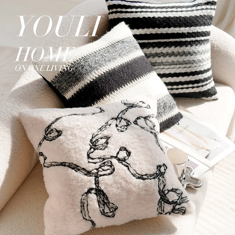 Наволочка с вышивкой в виде бамбуковых листьев 30 х50/45 х45 см