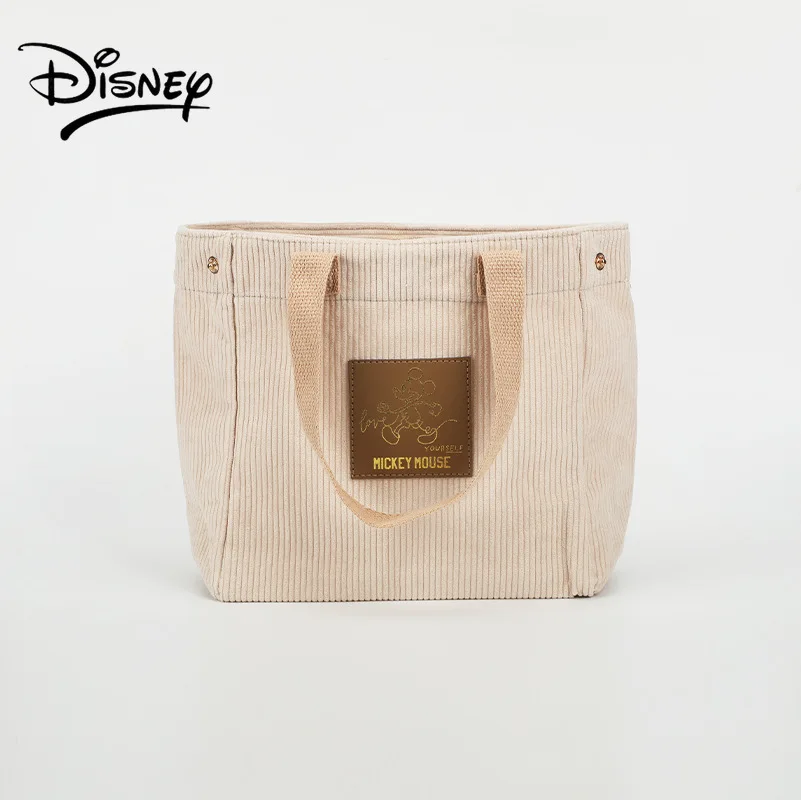 Disney 2022 New Corduroy Tote Bag Women's Tote Cosmetic Bag Large Capacity Picnic Lunch Box Bento Bag Shoulder Bag  Disney Bag