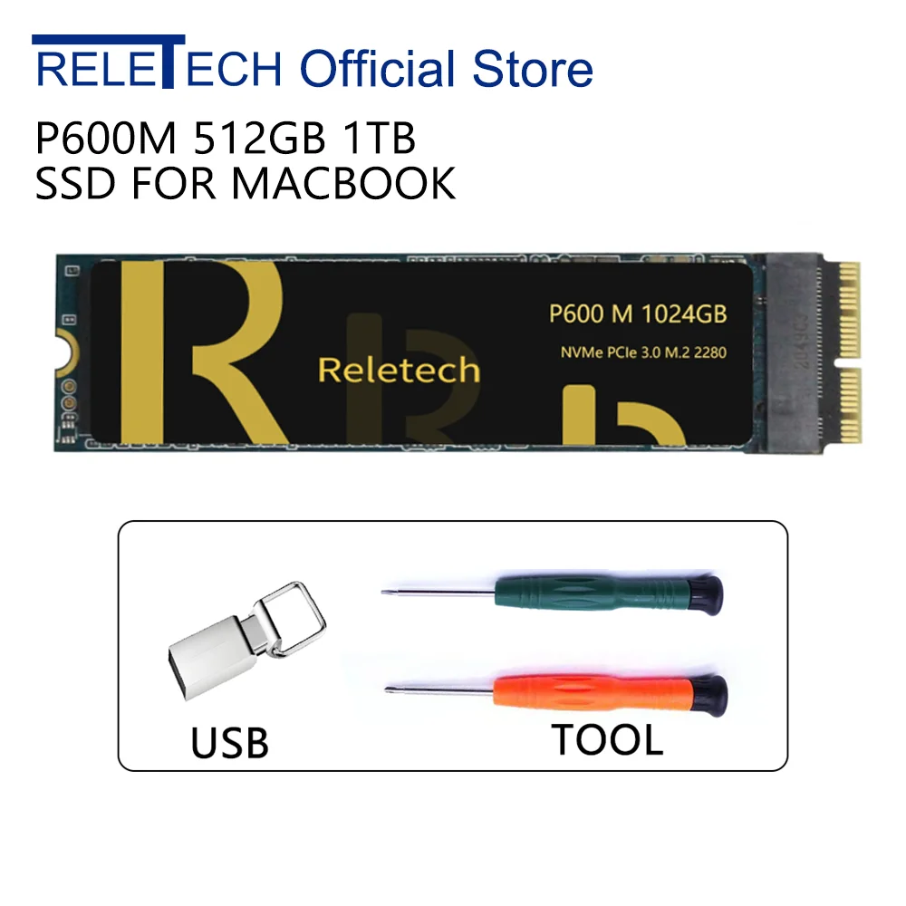 Reletech P600M Pro 512GB 1TB SSD For Macbook Pro Retina 2013 2014 2015 A1398 A1502 Macbook Air 2014 2015 2017 A1465 A1466 SSD