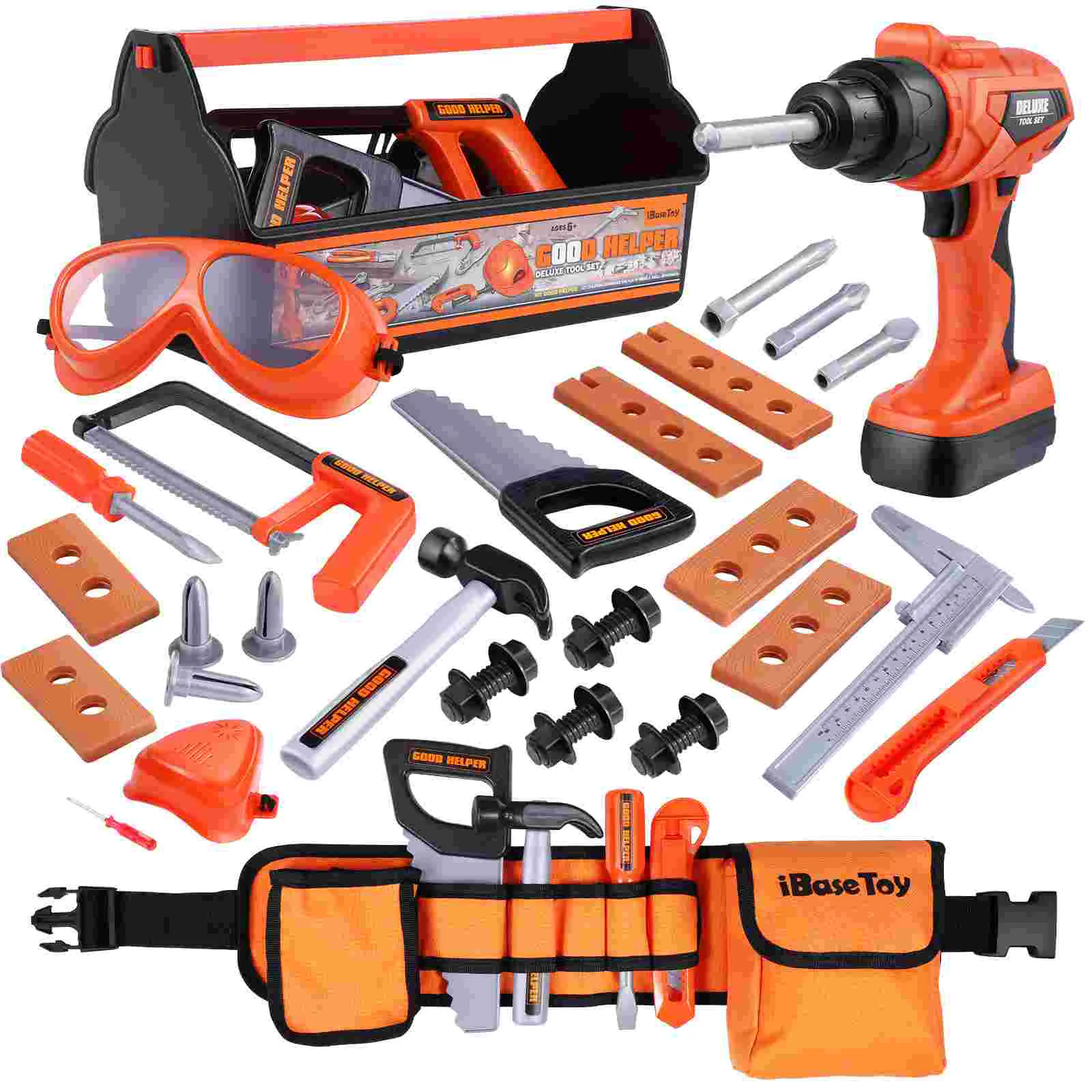 

iBaseToy 32pcs/set Kids Tool Toys Children Role Play Pretend Play Toy Set Carpenter Tool Belt Repairman Kit