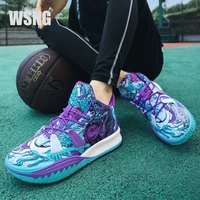 mens shoes brand professional basketball shoes color matching graffiti non slip couple high top shoes comfortable sports shoes