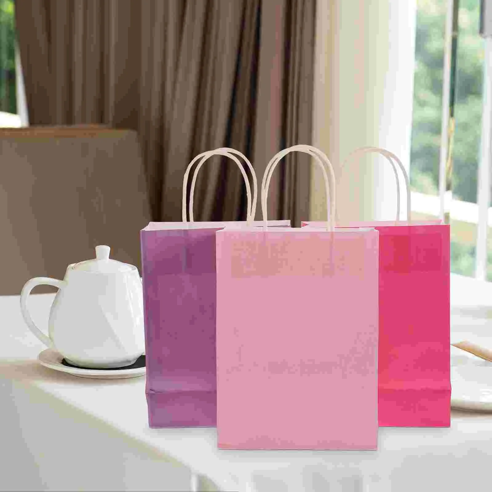 

12 Pcs Gift Bag Handle Shopping Organizer Small Size Paper Wrapping Bags Presents Packing Storage Florist Tote Handles