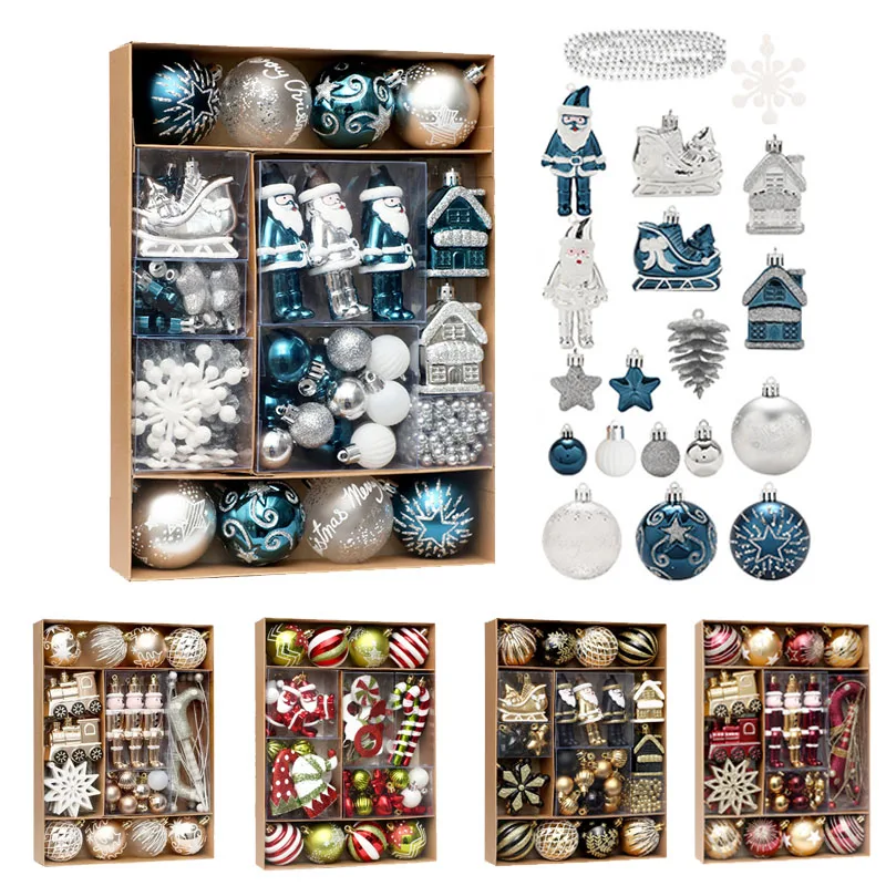 

50pcs/set Painted Christmas balls Christmas tree decorative balls House Human Shatterproof Christmas ornaments for Home Party
