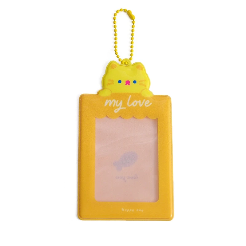 

Cute Kpop Photocards Holder with Chain Bus Card Protector Idol Photo Card Sleeves Keychain Pendant School Stationery