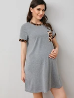 maternity patch pocket leopard ringer tee dress