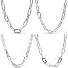 Оригинальное искусственное серебряное ожерелье-цепочка из искусственного пресноводного жемчуга для Европы, очаровательные украшения сделай сам из бисера