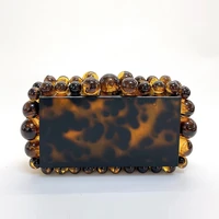 leopard beads acrylic box evening clutch bag women elegant designer luxury gold sequin purses and handbags wedding party x6h