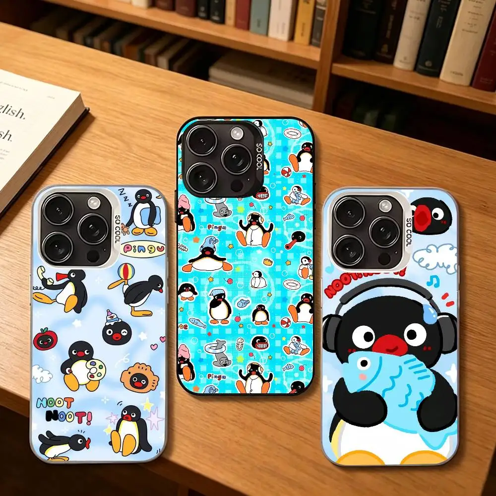 Фото Чехол для телефона с изображением пингвина P-Pingu для iPhone 17,16,15,14,13,12Plus Pro Max XS, глянцевый черный, внутренняя крышка №1