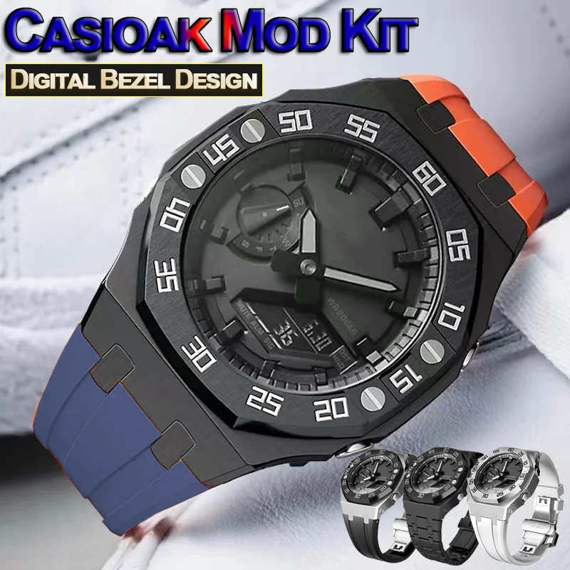 

CasiOak Mod Kit GEN4 GA2100 Metal Bezel for Casio Modification 3rd 4rd Generation Rubber Watch Case Strap GA 2100/2110 Steel Set
