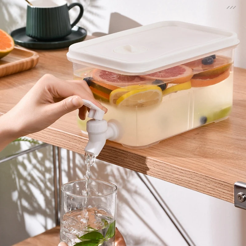 

Cold Water Bottle 3L Refrigerator Pot Drink Pitcher Cold Storage Pitcher Water Bottle Juice Bucket Kettle With Faucet