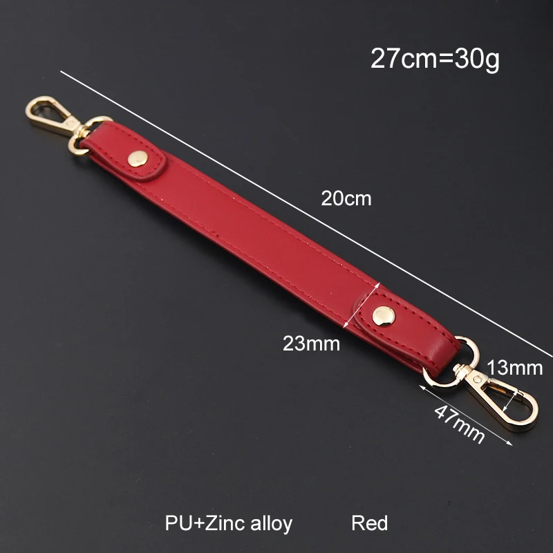 

27cm PU Leather Bag Strap Replacement Short Belt For Shoulder Bag 2.3cm Handbag Handle Gold Color Buckle Bag Accessories