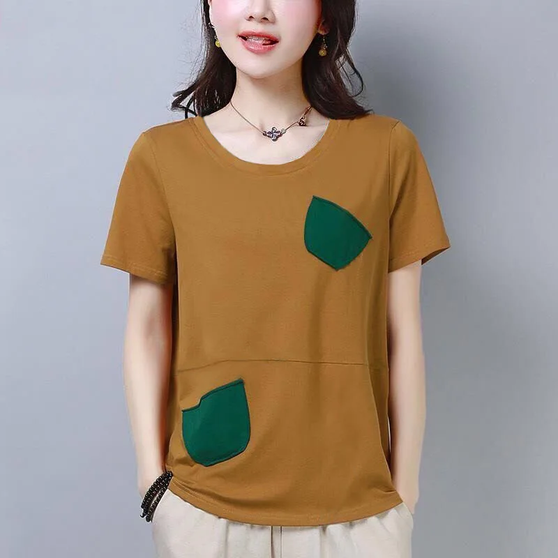 

2022 New Fashion Summer T Shirt Woman O Neck Short Sleeve Oversized T-shirt Woman Korean Style Plus Size Shirt Women Shirts