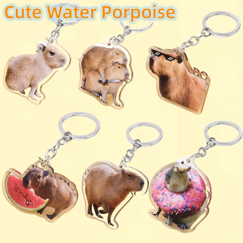 

Creative Capybara Acrylic Keychain KeyRing Cute Cartoon Animal Capybaras Popular for Women Bag Car Key Pendant Accessories Gifts