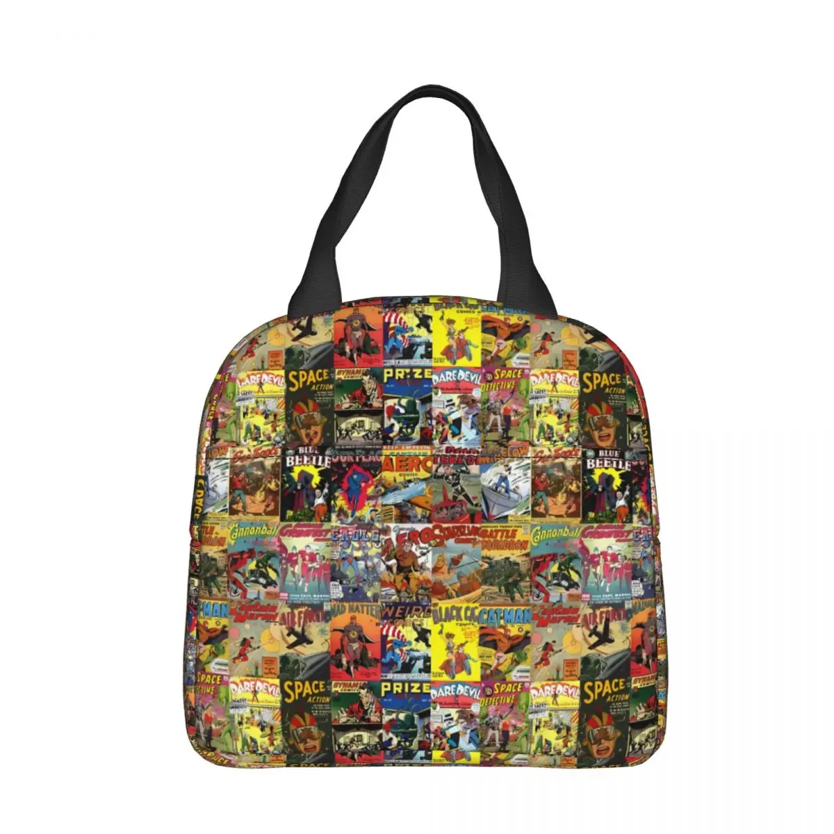 

Collage Portable Lunch Bag Superhero Boom Comic Book Ice Cooler Pack Insulation Picnic Food Storage Bags