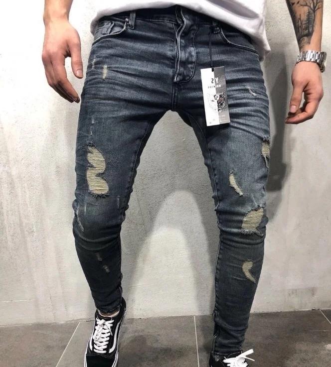 

Men's Jeans Mens Cool Designer Pencil Skinny Ripped Destroyed Stretch Slim Fit Hop Pants With Holes For Men