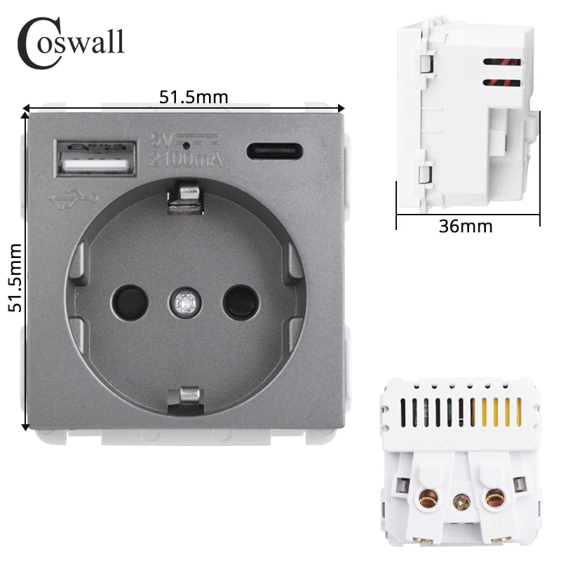 Coswall L1 серые электрические розетки эди салли мы электрические