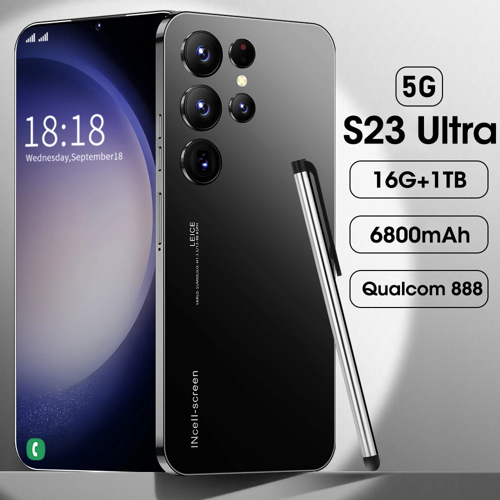 

S23 Ultra Smartphone Android 4G/5G Cell Phone 6.8 Inch Full Screen Face ID 16GB+1TB 6800mAh Mobile Phones Global Version Celular