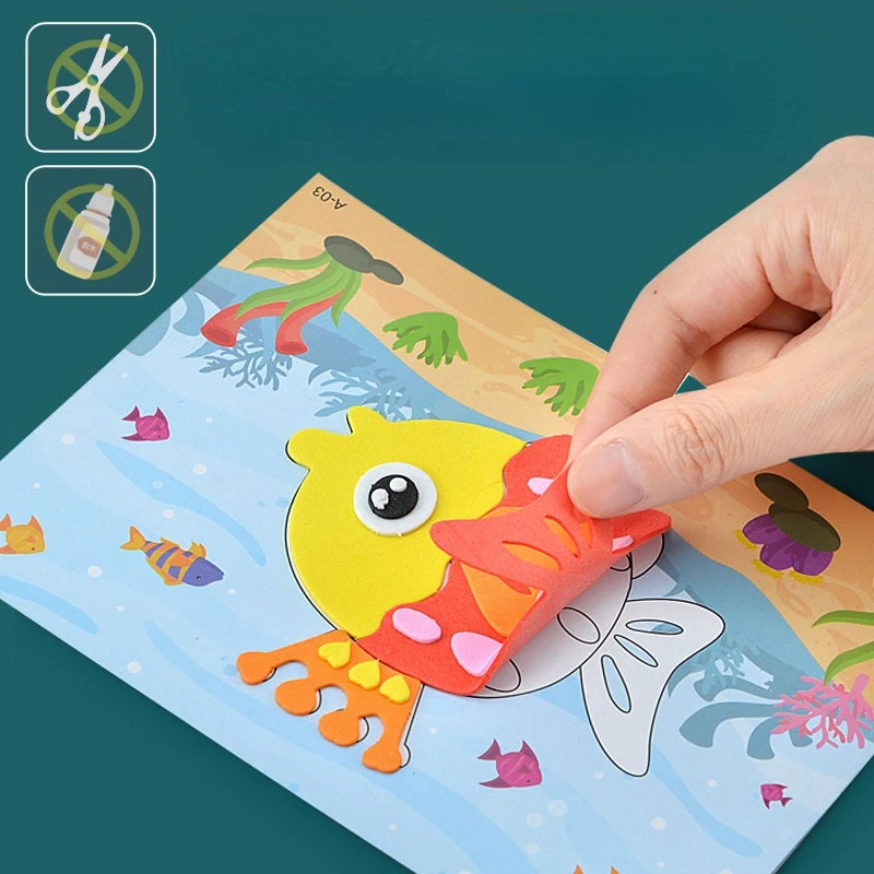 

10Pcs 3D EVA Foam Sticker DIY Creative Cartoon Puzzle Handmade Early Learning Educational Toys For Children Kids Birthday Gift