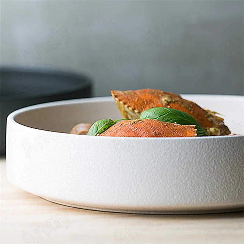 

European Ceramic Plate Creative Snowflake Glaze Decorative Western Restaurant Steak Dish Modern Home Round dinner plates