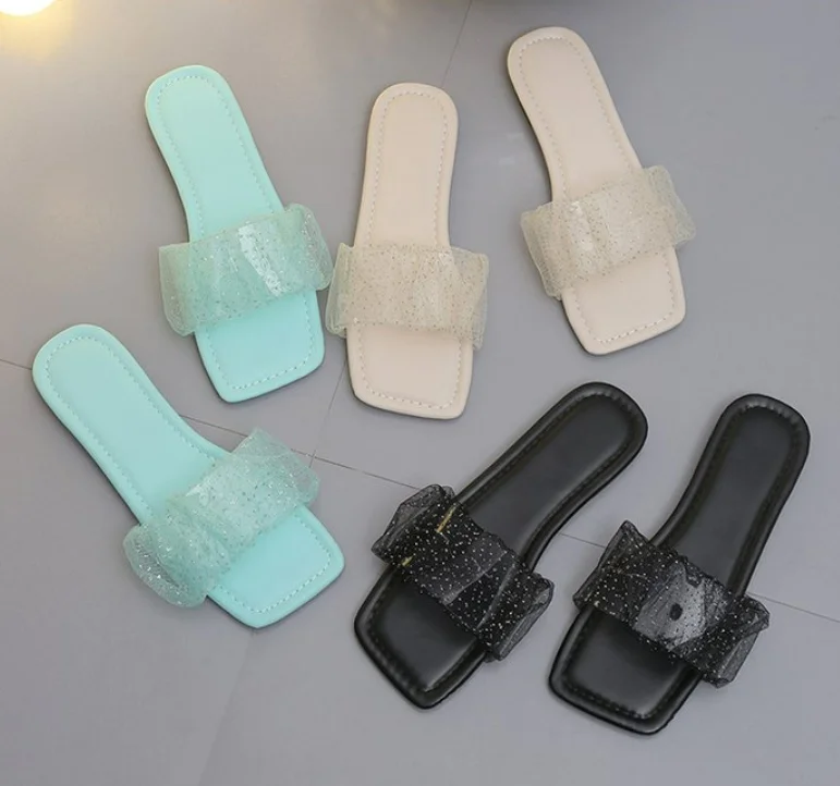 

Comfortable Clear Flat Heels Slippers Women Sandals Summer Shoes Ladies Wedding Comfort Women's Party Sandal