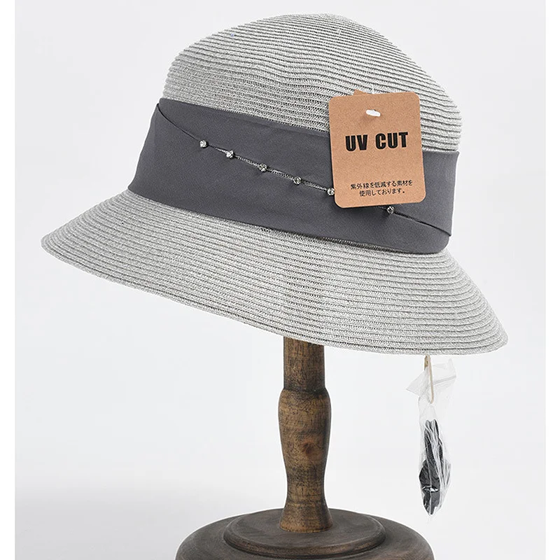 Шляпа с широкими полями женская Соломенная Панама от солнца плоским верхом для