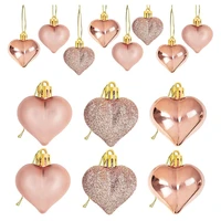 24pcs rose gold valentines day heart shaped ornaments heart shaped baubles ornaments for home tree hanging decorations
