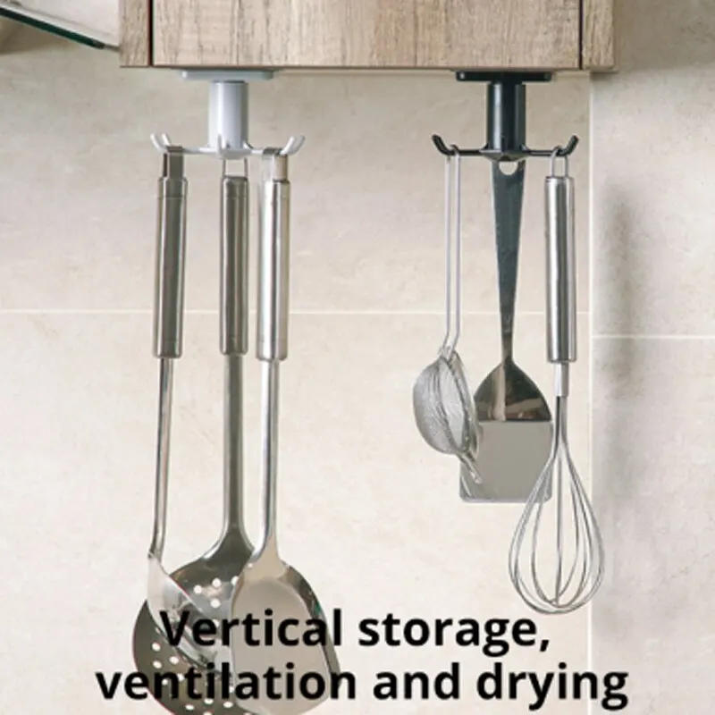 1 шт. настенная кухонная полка 6 вращающихся крючков