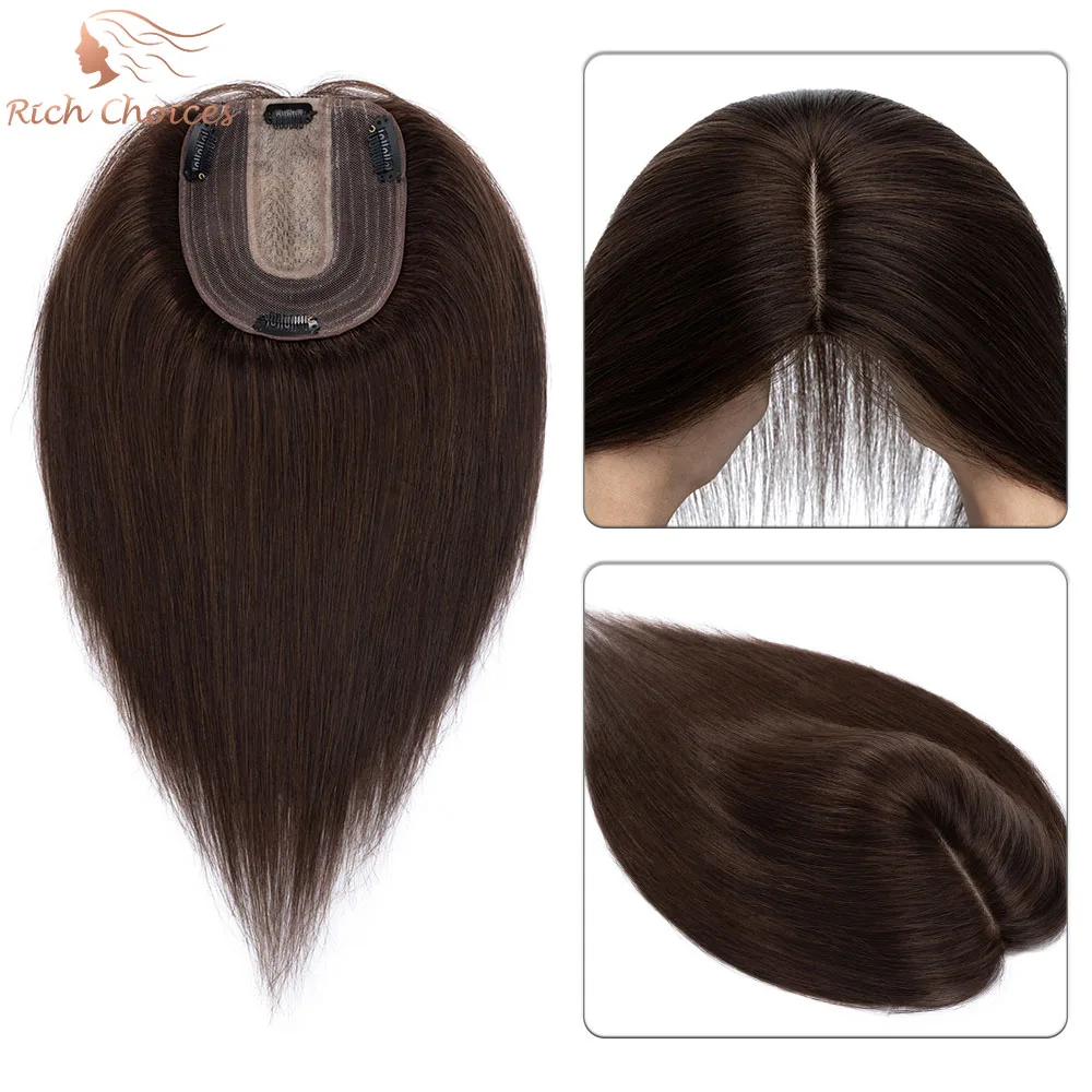 

Rich Choices Hair Toppers for Women Real Human Hair No Bangs 130% Density 10x12CM Silk Base Clip in Top Hair Pieces