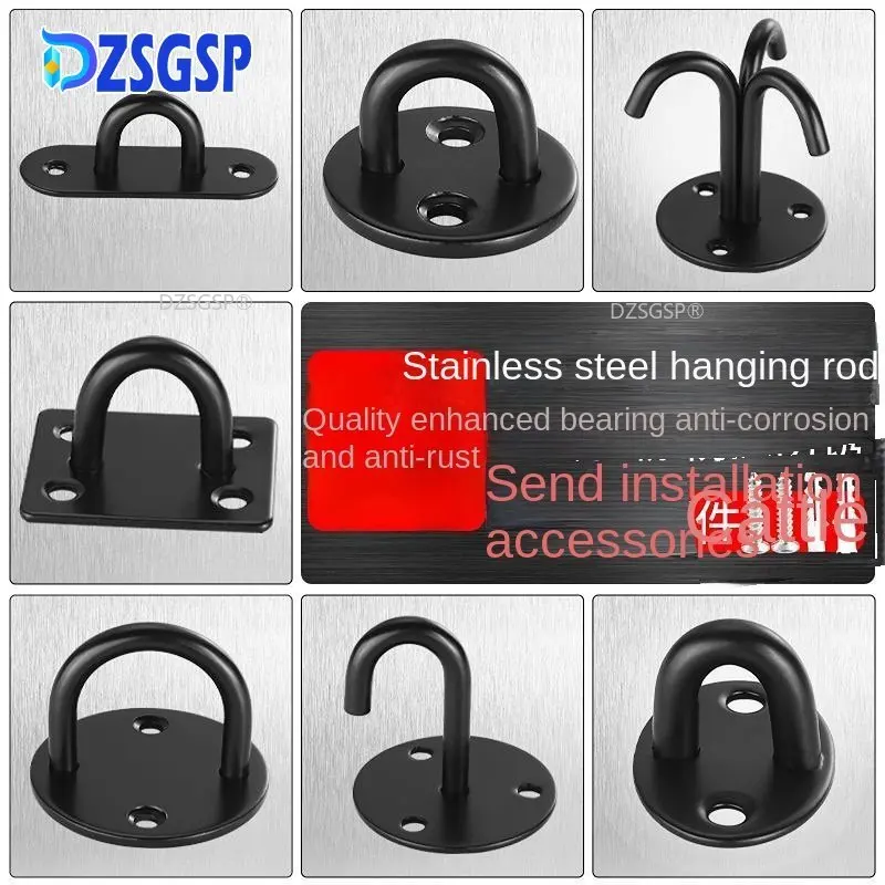 

DZSGSP, 1 шт., черный потолочный крючок из нержавеющей стали для потолочных вентиляторов/удобных диванов/мешков с песком/гамаков/колец, фиксиро...