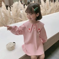 small childrens clothing 2022 spring and autumn new girls mid length sweater long sleeve top children fashionable dress
