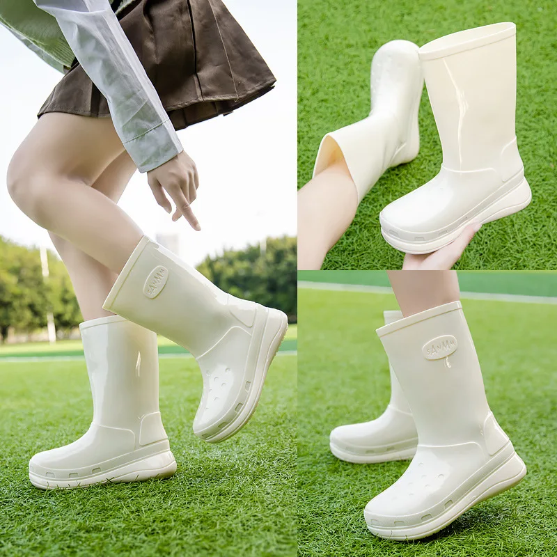 

Comemore Fashion Mid-tube Rain Boots Ladies Pvc Non-slip Women's Water Shoes Rubber Shoe Water Boot Kitchen Overshoes Galoshes